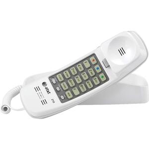 AT&T 210 Basic Trimline Corded Phone, No AC Power Required, Wall-Mountable, White