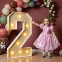 imprsv Plastic Marquee Numbers 3FT Light Up Numbers 2 for 2nd 21st Birthday Party Decor, Large Outdoor Light Up Sign 2 for Anniversary Decorations Party Backdrop