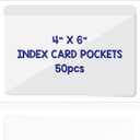 IMAGAME Clear Adhesive 4" x 6" Index Card Pockets with Top Open for Loading, 50 Pack, Plastic Labels Holders for Storage Bins and Library Card, Organizing and Protecting Your Index Cards or Photos