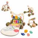 3-in-1 Baby Walker with Tummy Time Mat and Stroller Toys-Sit-to-Stand Walker for Baby Development-Ideal Baby Push Walker and 6-Month-Old Baby Must-Haves-Fun Learning Playtime (Dark Bud Green)