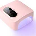 72W Cordless LED Nail Lamp, Rechargeable UV Nail Dryer for Gel Polish, Portable Manicure Light with 4 Timers, LCD Display, 36 LED Beads (Pink)
