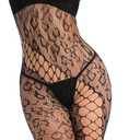 Women's Sexy Lingerie Lace Leopard Jumpsuit Fishnet Bodysuit Lingerie Bodystocking Full Body Mesh Lingerie Rave Outfits for Women One Size