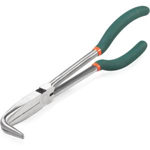 SPEEDWOX Long Reach Bent Nose Pliers 10 Inches 90 Degree Intermeshed Teeth Precision Fine Pliers for Hard to Reach Narrow Spaces High Leverage Reduce Efforts Non-slip Handle