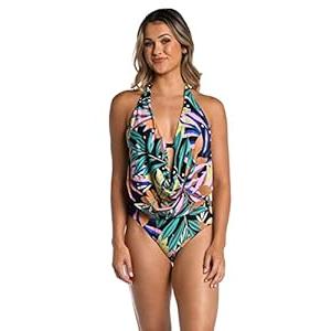 AMAVI Women's Cowl Neck Cut Out One Piece Swimsuit, Multi, XL
