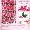 Thiccywoov 24 Pcs 70.8" Artificial Bougainvillea Flowers Garland Totally 141.4 ft Fake Silk Bougainvillea Vines Long Plant Faux Wreaths for Centerpieces Runner Wedding Arch Wall (Rose Red), 5.9 Ft