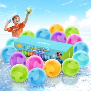 Reusable Water Balloons without Magnets, Silicone Refillable Water splash balls,Quick-Fill, Durable & Leak-Proof, Perfect for Outdoor Summer Water Fun (16PCS)