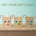 vanhel 100 Pack Brown Paper Bags with Handles,8x4.25x10.5 Inches,Gift Bags Medium Size,Gifts Bag Bulk for Festival,Birthday,Favor,Party,Shopping,Retail Merchandise.