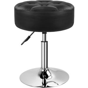 BFTOU Black 4.9-inch Thickened Vanity Stool Round PU Leather Swivel Height Adjustable Makeup Chair Ottoman for Bedroom Living Room SPA Salon Shop Small, 13"D x 13"W x 23.4"H