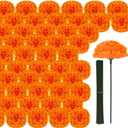 Hananona 100 Pcs Marigold Flower Heads Bulk, Silk Marigold Heads Artificial Flowers for Diwali Home Decor DIY Wreath Garland Day of The Dead Decoration (100, Orange)