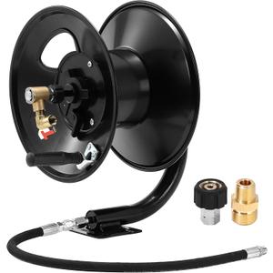 Tool Daily Pressure Washer Hose Reel, 100 FT Heavy Duty Steel Hose Reel for Power Washer (Black)