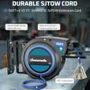 DEWENWILS Retractable Extension Cord Reel, 50 FT 14/3C SJTOW Heavy Duty Power Cord with Lighted Triple Tap Outlet, 180 Swivel Bracket for Ceiling/Wall Mount, 13A Circuit Breaker, ETL Listed, Blue