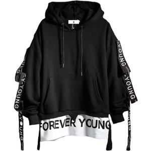 DUDHUH Mens Hoodie Fashion Pullover Letter Print Tracksuit Techwear Casual Coat Hip-Hop Sweatshirt XL 