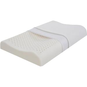 Slim Natural Latex Pillow for Stomach, Back Sleepers,Low Profile & Thin Ergonomic Contour Pillows Helps Cervical Neck Correction and Deeper Sleep (23.6" Lx15.7 Wx(3.1/3.9") H)