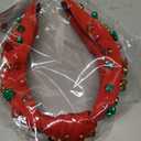 TULOBI Christmas Headband for Women Knotted Headband Xmas Red Green Pearls Rhinestone Crystal Jeweled Hairband with Embellished Crystals and Pearls Designs Holiday Outfits Gifts & Gifts (Red)