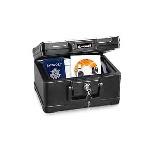 Honeywell Safes & Door Locks - Small Safe Box Chest for Home - Fireproof Safe Holds #10 Envelopes, USB Flash - Strong ABS Plastic - Document, Money Safe with Key Lock System - 0.15 CU, Black - 1101