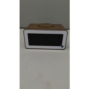 Digital Alarm Clocks for Bedrooms, Bluetooth Speaker, Alarm Clock with Wireless Charging, White/Brown Noise Sound Machine for Sleep with Night Light Wooden Vintage Decor Birthday Gifts for Men, Women