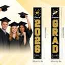 3 x 2026 Graduation Decorations GRAD Banner, Black Gold Porch Door Sign Welcome Banners for Indoor Outdoor Wall Graduated Decoration for Congrats Class of 2026, School Supplies, Graduation Party Supplies 70x12in (Black)