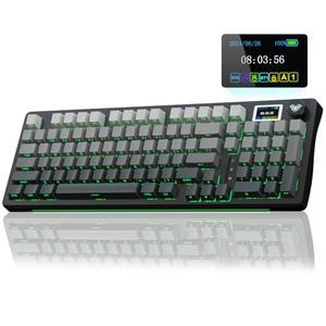 AULA S98 Pro Wireless Mechanical Keyboard with Screen & Knob,2.4GHz/USB-C/BT5.0 Hot Swappable Creamy Keyboard,Pre-lubed Linear Switches,Side Printed PBT Keycaps,RGB Backlit Gaming Keyboards