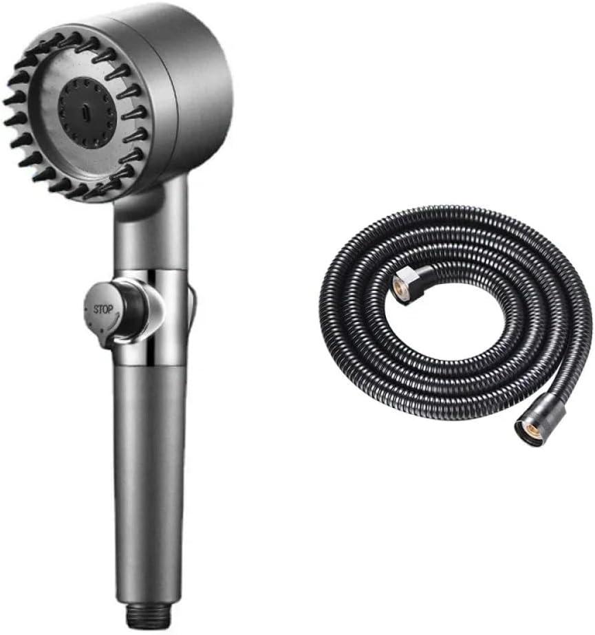 Black Shower Head Rainfall High Pressure 3 Modes Adjustable Boost Filter Holder with Hose for Bathroom Accessories Sets,F