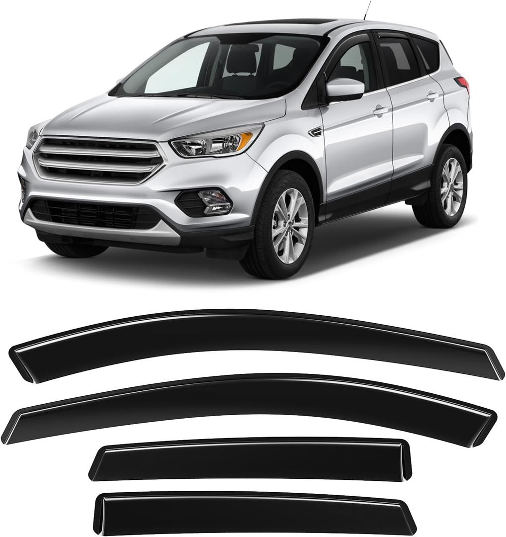 in-Channel Rain Guards Fit for Ford Escape 2020 2021 2022 2023 2024 2025 2026, Side Window Wind Sun Deflectors, Durable 2020-2026 Escape Window Rain Guards Black 4PCS