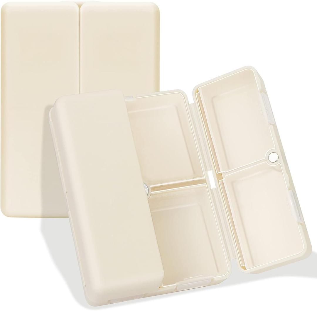 FYY Daily Pill Organizer, 7 Compartments Portable Pill Case Travel Pill Organizer,[Folding Design] Pill Box for Purse Pocket to Hold Vitamins,Cod Liver Oil,Supplements and Medication-White (Small (1 Piece))