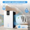 Dehumidifier, (1000 sq.ft) Dehumidifiers for Home, 98 OZ Water Tank, Quiet Dehumidifier for Basement Bedroom Bathroom with Humidity Display, Auto Shut Off, Relaxing 7 Color Ambient Light(White)