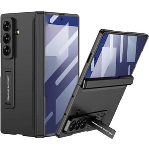 DOOTOO for Samsung Galaxy Z Fold 7 Case Magnetic Hinge Coverage Protective Kickstand & Screen Protector All-Inclusive Shockproof Cover for ZFold 7 (Black)