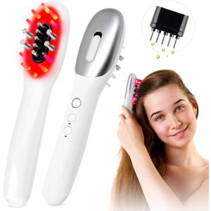 Electric Scalp Massager Comb with Red & Blue Light, High-Frequency Vibration & Gentle Pulse Technology for Scalp Relaxation, Handheld Hair Care Tool, USB Rechargeable