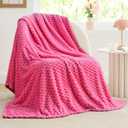 BEDELITE Fleece Throw Blanket for Couch & Bed - 3D Jacquard Decorative Hot Pink Blanket, Super Soft and Cozy Warm Fuzzy Blanket All Seasons Suitable, 50x60Inches