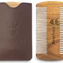 Striking Viking Sandalwood Beard Comb & Case - Pocket-Sized Grooming Tool with Fine & Coarse Teeth, Perfect for Use with Balms & Oils