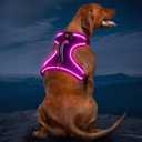 Light Up Dog Harness, No Pull LED Dog Harness with Handle, Rechargeable Lighted Safety Vest for Small Medium Large Dogs, Adjustable Soft Dog Lights for Night Walking (Purple-Pink)