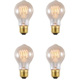 Lxcom Lighting A19 Vintage Light Bulbs, E26 110V 25W Warm Dimmable Vintage Style Incandescent Light Bulbs for Wall Sconces, Ceiling Light, 4 Pack