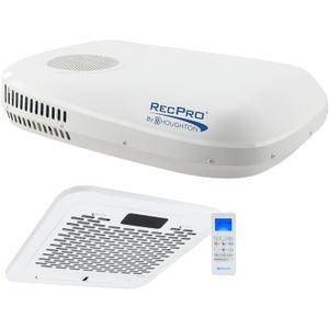 RecPro RV Air Conditioner 15K Quiet Low Profile AC Unit with Heat Pump | Condensate Pump & Remote Control | Ducted & Non-Ducted | Black or White | Slim Rooftop Design (White, Ducted)