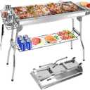 Portable Charcoal Grill, Large Stainless Steel Folding BBQ Grill with Storage Shelf, Foldable Barbecue Grill for Outdoor Cooking Camping Hiking Backyard Garden Picnic Parties Kabob (39x13.4x28 Inch)