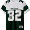 Men's Sports Jersey Shirt Short Sleeve Number Graphic Tees Colorblock Crewneck T Shirts (White, XXL)