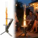 Pellet Heater 50 Inch Patio Heaters for Outdoor Use Stainless Steel Wood Pellet Patio Heater Modern Flame Viewing Experience Pellet Fire Pit for Courtyards, Patios, Camping
