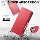 TUCCH Wallet Case for iPhone 17 (6.3-Inch) 2025, RFID Blocking 4 Card Slots | Kickstand | Magnetic Closure | PU Leather | Shockproof TPU Shell | Protective Flip Folio Cover | Red