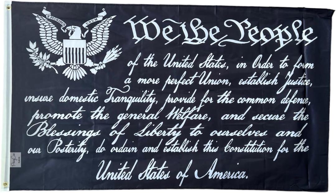 3x5FT Flag We the People Preamble Constitution Patriot American Liberty US Decor (Black)