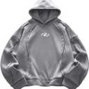 RoseSeek Men's Hoodies Graphic Sweatshirts Hooded Neck Tops Streetwear | Long Sleeve, Fall, Pullover (Gray, XXL)
