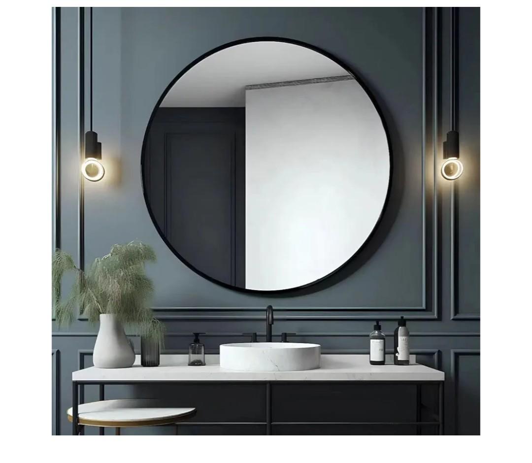 Bathroom Mirrors for Over Sink, 36 Inch Circle Mirror with Metal Frame, Black Wall Mirror for Vanity, Entryway, Living Room, Hallway and Bedroom Decor