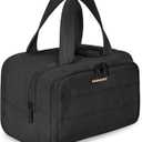 BAGSMART Travel Toiletry Bag, Lightweight Large Wide-open Travel Bag for Women, Puffy Cosmetic Makeup Bag Organizer with Handle for Accessories, Essentials, Toiletries, Black (EXP 12/31/56)