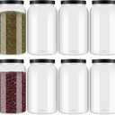 Dandat 8 Pcs 1 Gallon Clear Plastic Jars Airtight Pantry Large Mouth Jars Plastic Jug Cylinder Containers with Lids for Candy Butter Honey Sugar Cookies Arts Crafts Bartender Kitchen (Black Lids)
