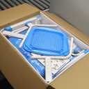 Kids Desk and Chair Set, Height Adjustable Children School Study Desk with Tilt Desktop, Bookstand, LED Lamp, Metal Hook and Storage Drawer for Boys Girls, Blue