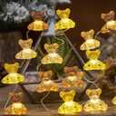 Cute Bear Decor String Lights, Fairy Theme Decorations Lights for Shower Decorations, Remote 8.5ft 20 LEDs with Battery & USB Plug in for Christmas Party Bedroom Camping Birthday Gift