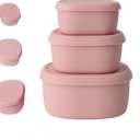 Bento Lunch Box Set of 3, Stackable Food Storage Containers, Modern Solid Color Nesting Design, Leakproof, Microwave Freezer Safe for Office Work Travel Gym (Pink)