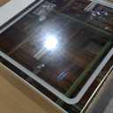 COMHOMA Vanity Desk with Mirror and Lights, Makeup Vanity Table with 4 Drawers & Storage Shelves, Large HD Mirror, 3 Color Modes & Adjustable Brightness, Modern Dressing Table for Bedroom, Pearl White