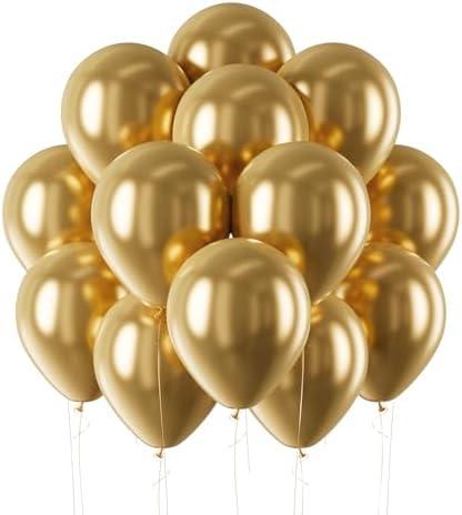 Pack Of 3 DECOCKRAT Metallic Gold Latex Balloons Kit - 110PCS Party Balloons, 12'' Helium Balloon Set with Ribbon, Perfect for DIY, Birthday, Baby Shower, Wedding, Anniversary & Holiday Decoration