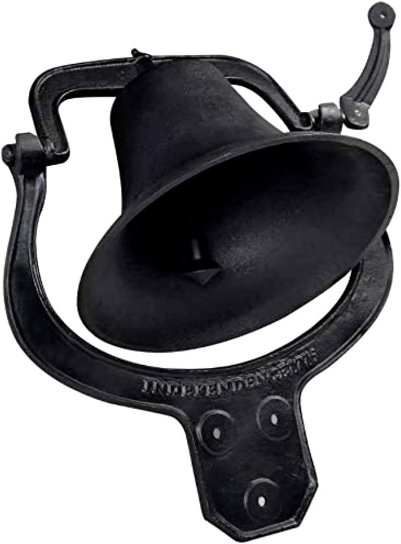 14'' Large Heavy Cast Iron Dinner Bell Antique Vintage Style Farmhouse Manually Shaking Hanging Door Bell for Outdoor Garden Patio Liberty Farm Church School