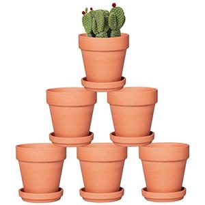 Orceler 4 Inch Terracotta Pots with Saucer - 5 Pack Small Clay Plant Pots with Drainage Holes, Flower Pots with Tray, Terra Cotta Pots for Indoor Outdoor Plants, Crafts, Wedding Favor