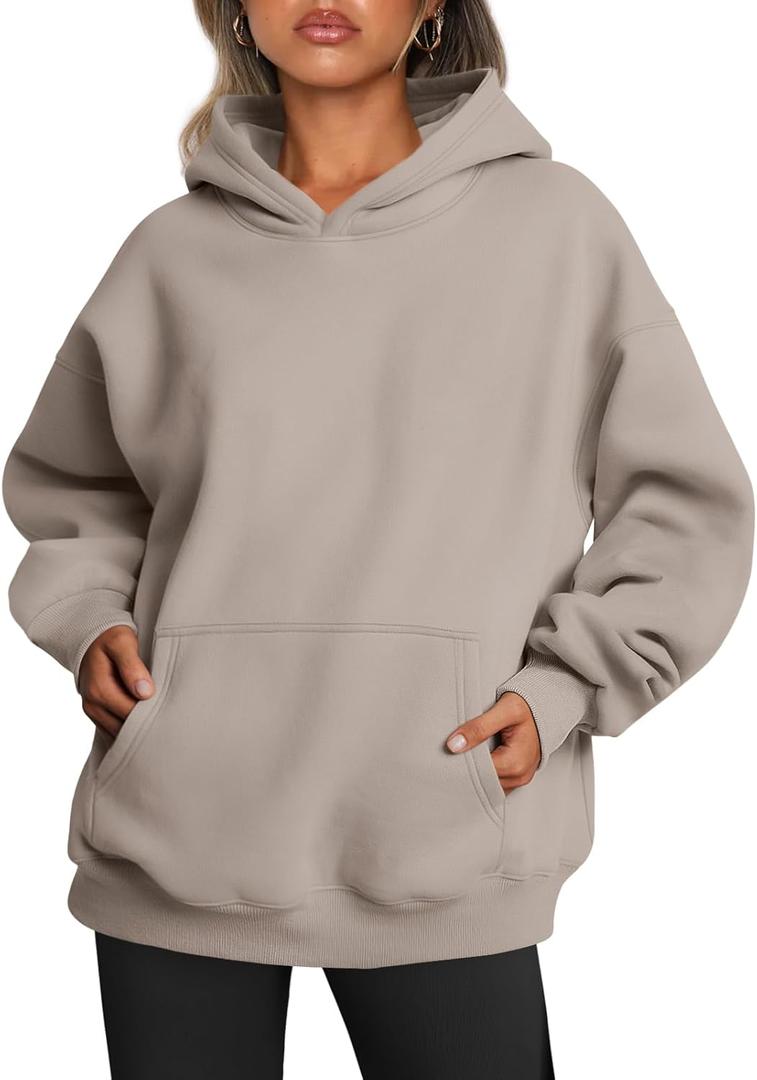 Trendy Queen Womens Oversized Hoodies Fleece Sweatshirts Fall Fashion Pullover Sweaters Winter Clothes (Large, Coffee Grey)